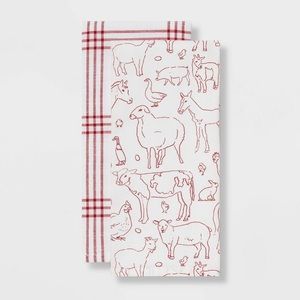 2pk Cotton Printed Kitchen Towels - nwt